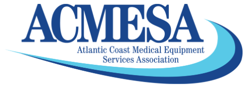 ACMESA logo with the full name Atlantic Coast Medical Equipment Services Association and a blue swoosh graphic.